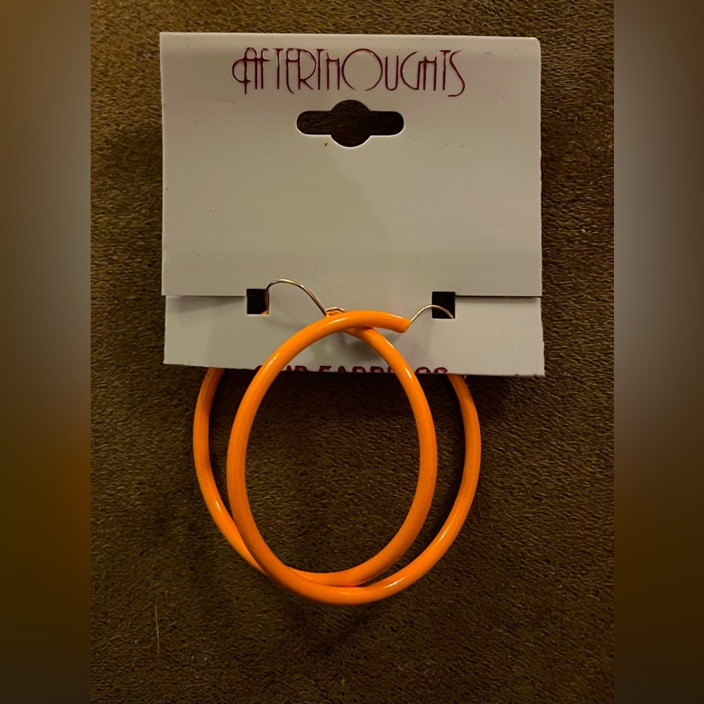 Afterthoughts Orange Enamel Hoop Earrings with Wires